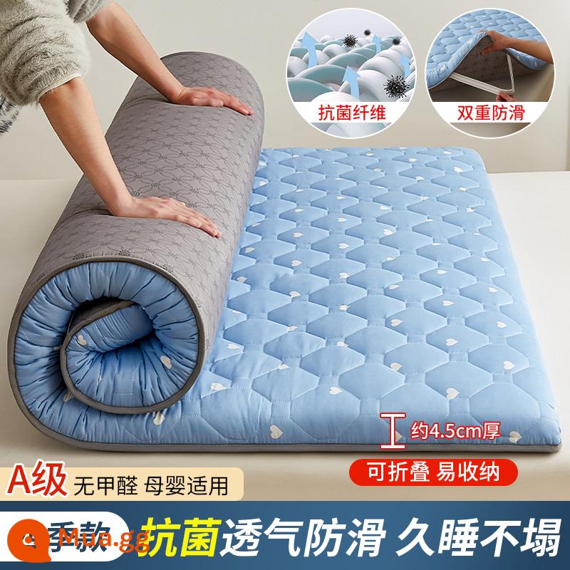 Nệm đệm mềm hộ gia đình ký túc xá sinh viên nệm đơn thảm tatami xốp thảm thuê sàn đặc biệt thảm ngủ - [❌Bốn mùa] Màu xanh tình yêu - dày khoảng 4,5cm [Loại A dành cho bà mẹ và trẻ sơ sinh thoáng khí và chống ẩm]