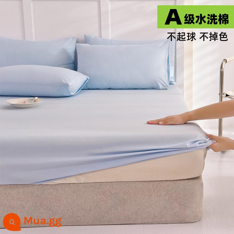 Tấm ga trải giường đơn mảnh chống trượt chống bụi ga trải giường mới cotton không nguyên chất 100% cotton trọn gói Túi đựng giường Simmons vỏ nệm - [Đã kiểm tra chất lượng xong] Màu xanh da trời nhạt [dùng được cho bà bầu và trẻ sơ sinh, không vón cục, không phai màu]