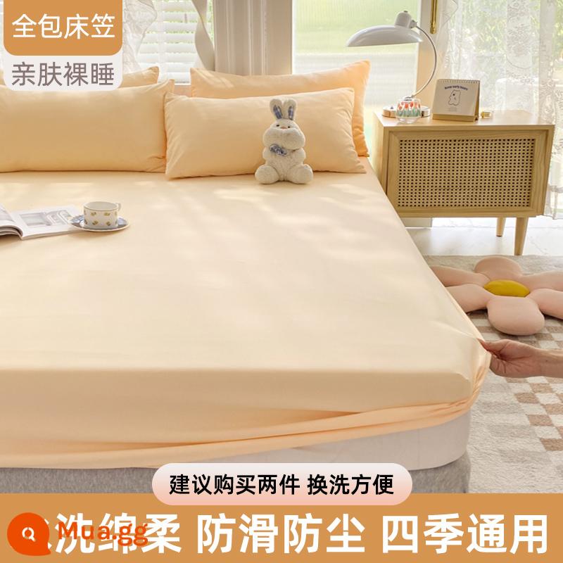 Tấm ga trải giường đơn mảnh chống trượt chống bụi ga trải giường mới cotton không nguyên chất 100% cotton trọn gói Túi đựng giường Simmons vỏ nệm - [Đã kiểm tra chất lượng xong] Mẫu kháng khuẩn - màu trắng sữa [dùng được cho bà bầu và trẻ sơ sinh, không vón cục, không phai màu]