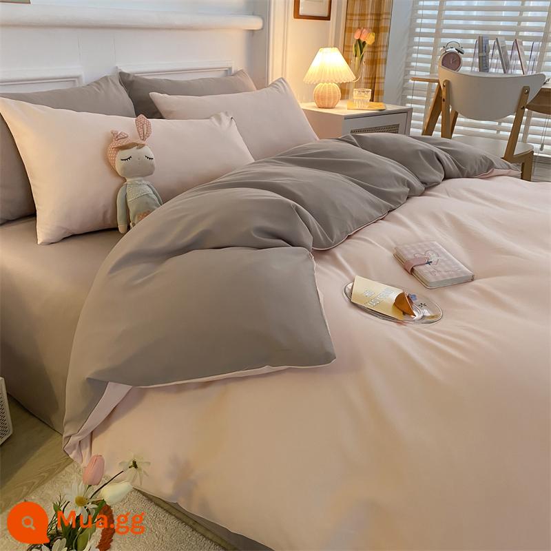 Vỏ chăn bông Vỏ chăn bông đơn mảnh chải 150x200x230 ký túc xá chăn bông đơn không cotton mùa đông 2023 kiểu mới - [Đôi Pin] Ngọc nhẹ + Cà phê nhẹ [Dày và chải, mềm mại và thân thiện với da]