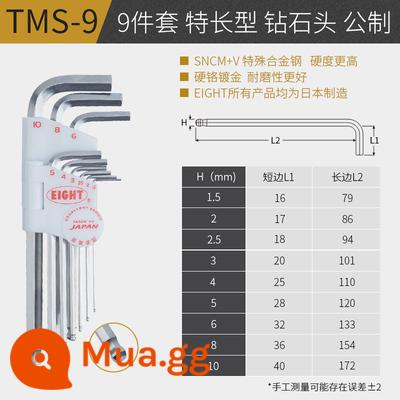 Nhật Bản nhập khẩu TÁM Bailey cờ lê lục giác bên trong 8 thương hiệu đặt góc chính số liệu TTR TLS-9 TS BHS - TMS-9 màu trắng