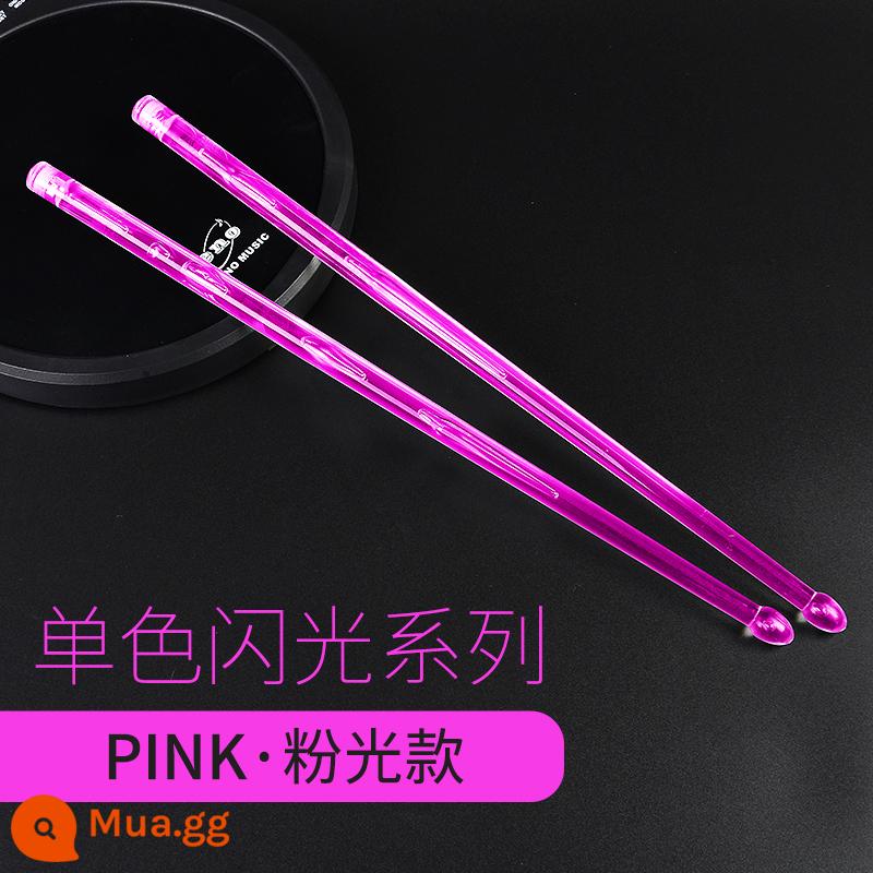 Thanh trống phát sáng 5A giá đỡ trống thanh trống jazz búa biểu diễn sân khấu phát sáng nylon thanh trống phát sáng thanh trống 7A - Que trống flash polymer bền bỉ [hồng] 5A