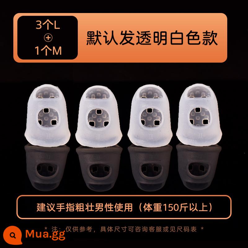 Đàn Guitar Ngón Tay Bao Silicone Đầu Ngón Tay Bao Ngón Tay Trái Đau Bảo Vệ Ngón Tay Bao Đàn Ukulele Pipa Phụ Trợ Hiện Vật Phụ Kiện - Cũi ngón tay silicon trong suốt màu trắng[L*3+M*1]