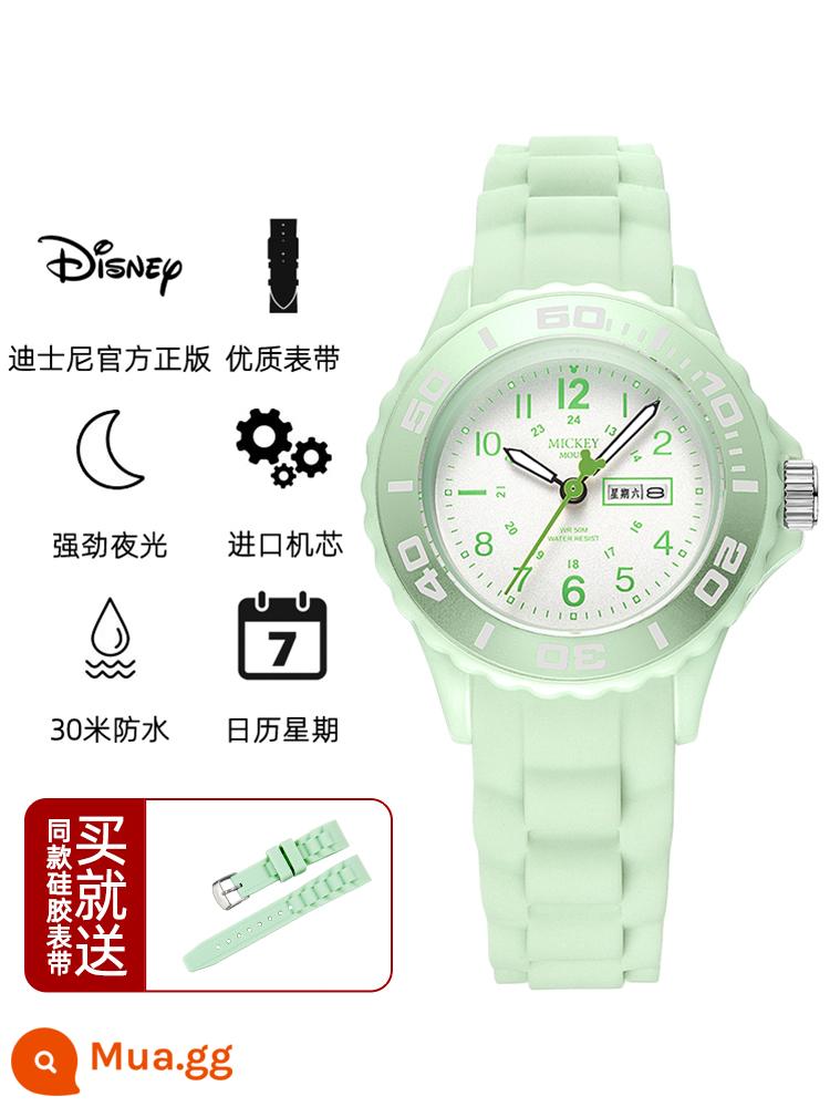 Đồng hồ Disney nữ học sinh cấp 2 2023 học sinh tiểu học mới học sinh cấp 2 đồng hồ điện tử chống nước bé gái - Màu xanh bơ [có dây đeo nguyên bản]