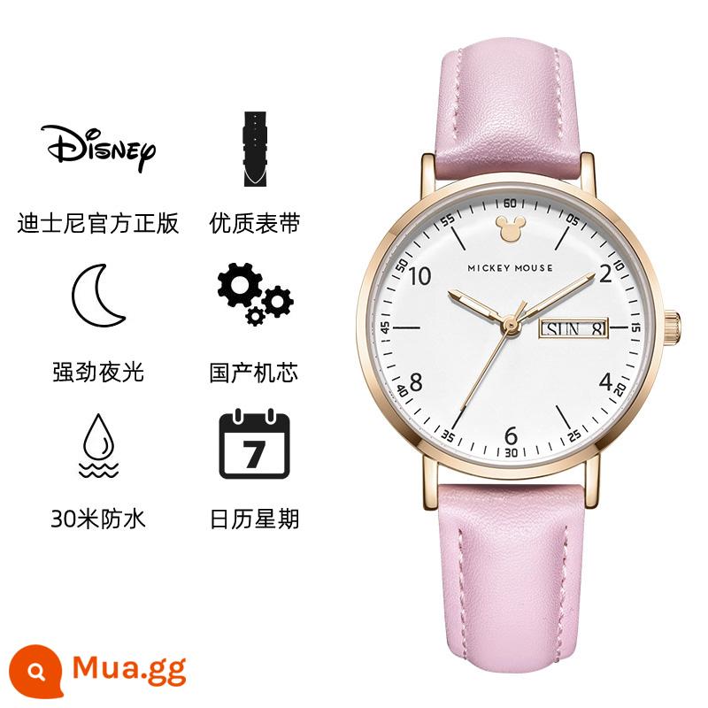 Đồng hồ Disney nữ học sinh cấp 2 nữ sinh cấp 2 mới 2022 học sinh cấp 2 đồng hồ điện tử chống nước dạ quang - Thắt lưng hồng tấm trắng