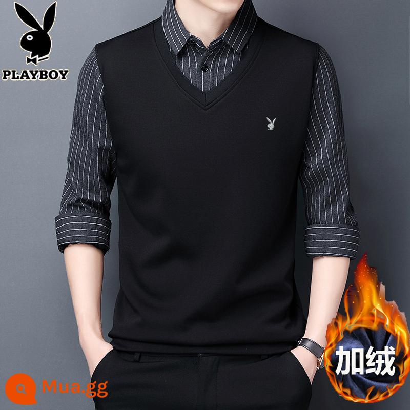 Playboy giả hai mảnh áo nhung nam mùa thu và mùa đông mới nóng cotton cotton dày đàn ông - [Phong cách lông cừu] 10002 màu xám