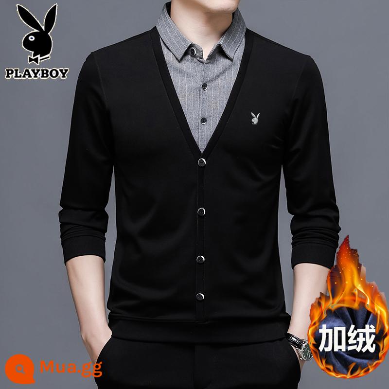 Playboy giả hai mảnh áo nhung nam mùa thu và mùa đông mới nóng cotton cotton dày đàn ông - [Phong cách lông cừu] 5861 Xám