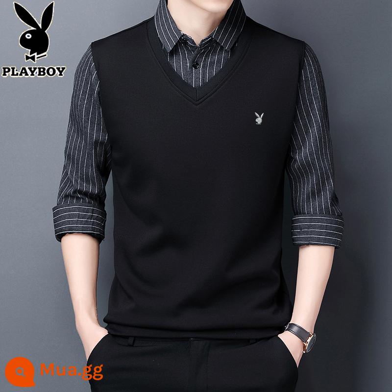 Playboy giả hai mảnh áo nhung nam mùa thu và mùa đông mới nóng cotton cotton dày đàn ông - [Phong Cách Xuân Thu] 10002 Xám