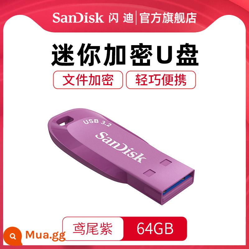 SanDisk U disk 128g dung lượng lớn được mã hóa tốc độ cao USB3.0 máy tính ổ đĩa flash USB 64g cửa hàng chính thức hàng đầu 32g xác thực - Tím Iris 64GB