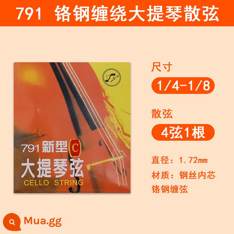 Xinghai Gospel 791 dây đàn cello mới Dây A1/D2/G3/C4 dây đàn cello bằng thép mạ crôm bộ dây - Dây đàn cello quấn bằng thép mạ crôm 791 (1/4-1/8) 1 dây C4