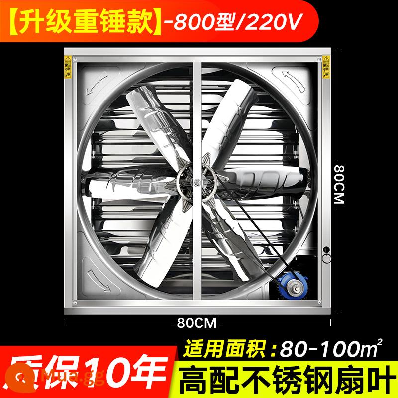 Quạt thông gió áp suất âm quạt hút công nghiệp công suất cao mạnh mẽ tắt tiếng quạt hút khói quạt hút trang trại quạt thông gió - Cánh quạt loại 800 220V/cao cấp bằng thép không gỉ