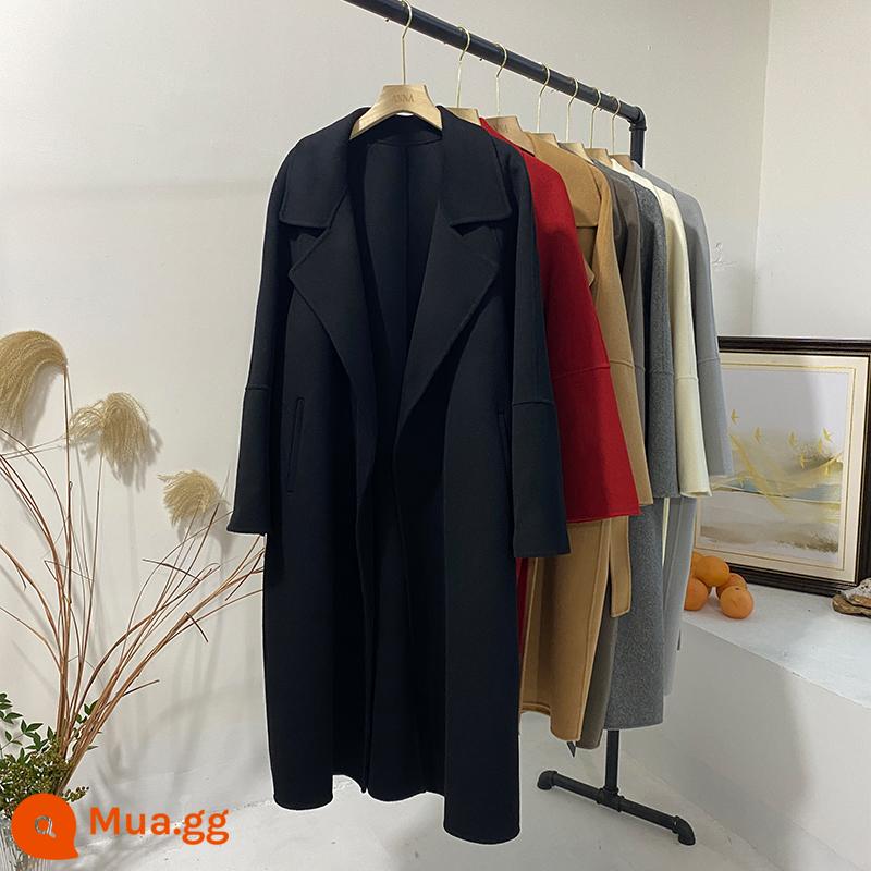 Áo khoác len hai mặt của Anna Áo khoác len hai mặt khí chất cashmere dài vừa phải áo khoác len hai mặt mùa thu đông dành cho nữ - Bruhei [100 phiên bản len Úc] còn hàng