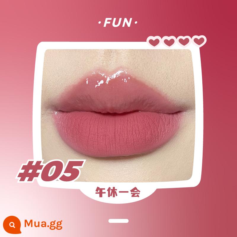 LEEMEMBER Li Meng Black Feather Solid Lip Gloss BL05 Hai đầu Lip Glaze Lipstick Deep Lip Primer Lip Mud nb01 - Xám đậm FUN05 Nghỉ trưa