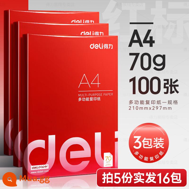 Giấy in và photocopy Deli A4 70g túi đeo vai 500 tờ văn phòng phẩm giấy trắng in a4 một hộp giấy nháp miễn phí vận chuyển cho học sinh Giấy in A4 nguyên hộp 70g 80g giấy photocopy a4 miễn phí vận chuyển - [Cơ Bản] Nhãn Đỏ 70g | 300 tờ