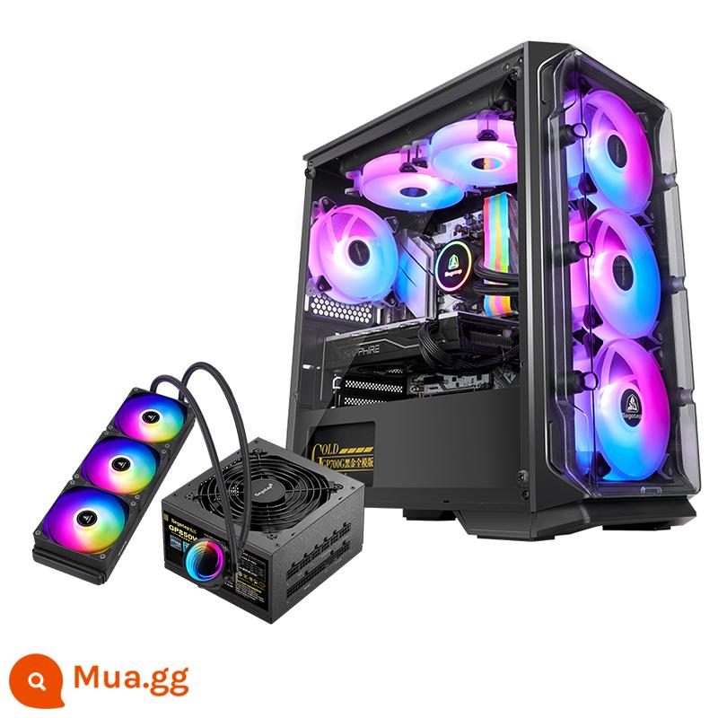 Xingu Lax LUX Mini Youth Phiên Bản Máy Tính Toàn Mặt Trong Suốt Trò Chơi Làm Mát Bằng Nước MATX Chính Nhỏ - Lux Youth Edition Black + GP850W Black Gold Full Nguyên bản + Bộ tản nhiệt nước Wind Blade 3600 Black