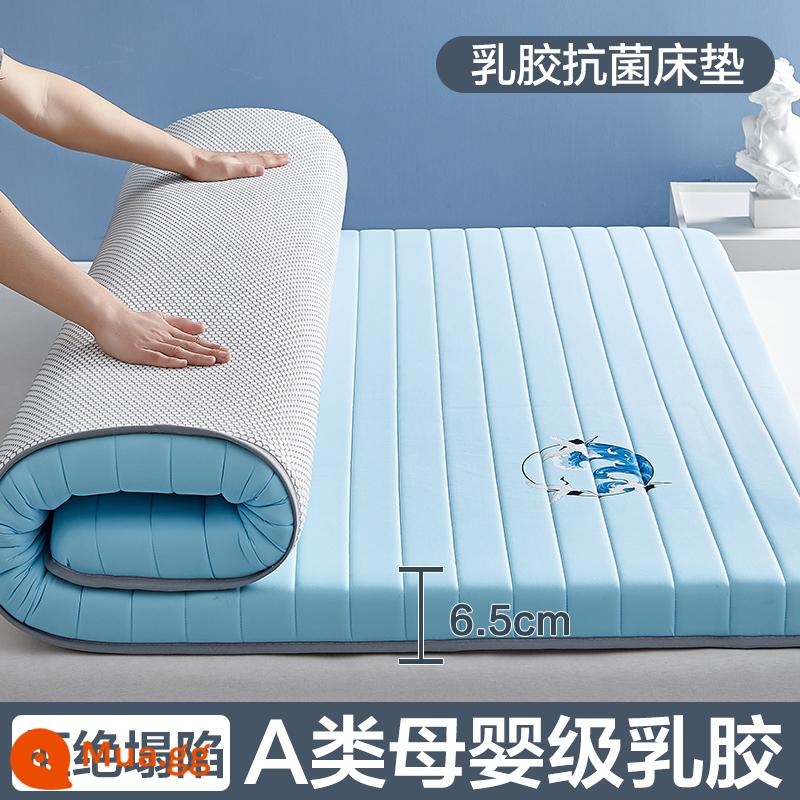 Nệm cao su đệm nhà tatami mat chăn dày ký túc xá sinh viên đơn miếng bọt biển cho thuê đặc biệt mat chăn - (Độ dày: khoảng 6,5 cm) Đường thẳng Bentley Blue [Áo công nghiệp được trang bị 5 lớp mủ siêu dày + Vải kháng khuẩn, chống mạt loại A]