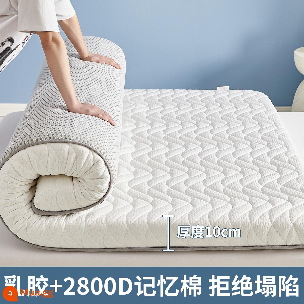 Nệm cao su đệm nhà tatami mat chăn dày ký túc xá sinh viên đơn miếng bọt biển cho thuê đặc biệt mat chăn - (Dày khoảng 10cm) Waltz-White [Áo công nghiệp 6 lớp mủ siêu dày + Vải kháng khuẩn, chống mạt loại A]