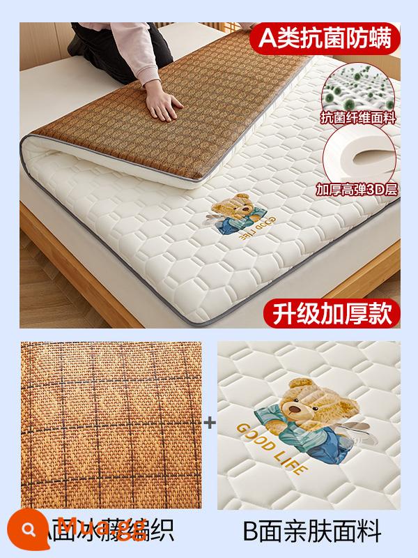 Nệm cao su đệm ký túc xá sinh viên giường đơn nệm chiếu tatami xốp cho thuê thảm đặc biệt đệm ngủ - Nệm Bear Rice White=6.5cm (Mẫu dày 3D kháng khuẩn loại A) dùng được 2 mặt