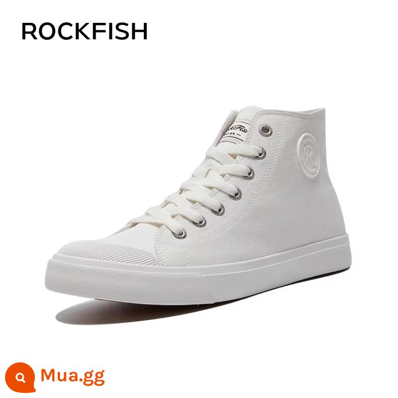 Rockfish ống cao thoáng khí chống thấm nước giày nữ mùa thu đông giày thể thao mới giày nữ đế mềm thông thường phù hợp với tất cả các trận đấu - Cao trắng