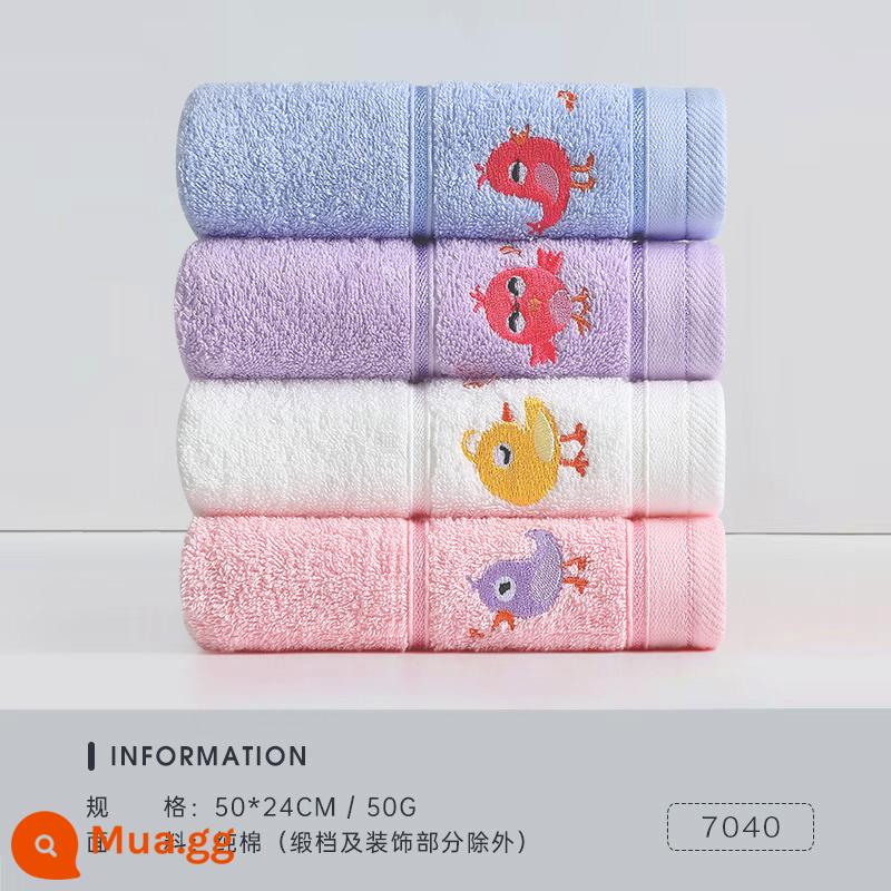 Khăn trẻ em Jialiya cotton nguyên chất rửa mặt cho trẻ sơ sinh và trẻ nhỏ Khăn nhỏ đặc biệt mềm mại trong gia đình thấm nước và không dễ rụng tóc - [Loại A 100% cotton] (Hồng 1 Trắng 1 Tím 1 Xanh 1) 4 miếng [Chick Series]