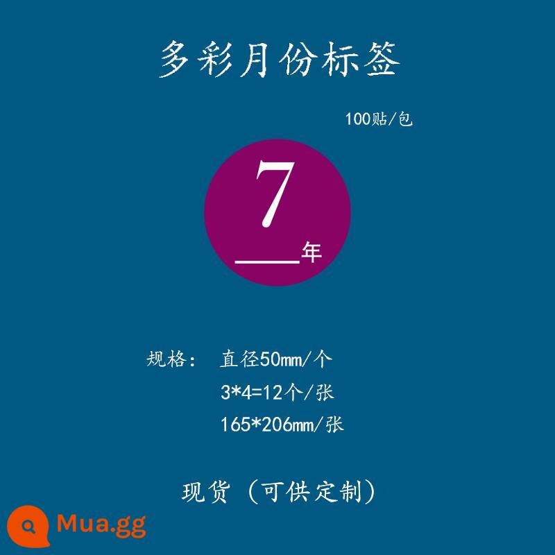 Giấy nhãn 1-12 tháng nhãn phân loại hàng quý vào trước ra trước in nhãn dán màu hình tròn tùy chỉnh tự dính - Tháng 7 - 5 cm = 100 miếng dán