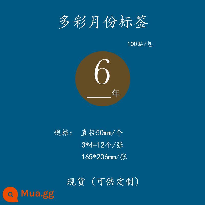 Giấy nhãn 1-12 tháng nhãn phân loại hàng quý vào trước ra trước in nhãn dán màu hình tròn tùy chỉnh tự dính - Tháng 6 - 5 cm = 100 miếng dán