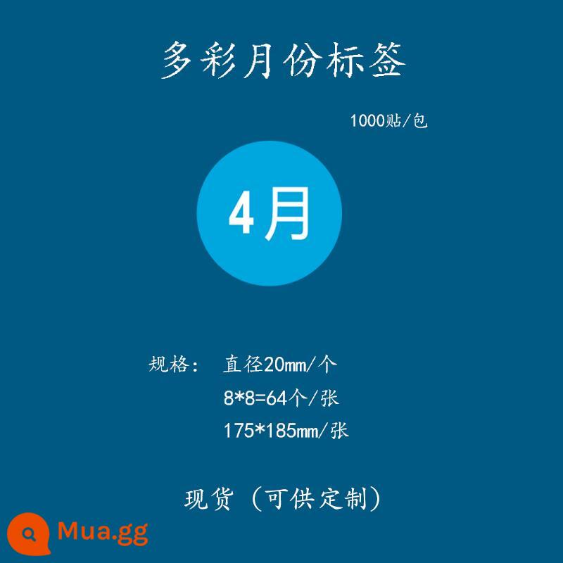 Giấy nhãn 1-12 tháng nhãn phân loại hàng quý vào trước ra trước in nhãn dán màu hình tròn tùy chỉnh tự dính - Tháng 4 - 2 cm = 1000 nhãn dán