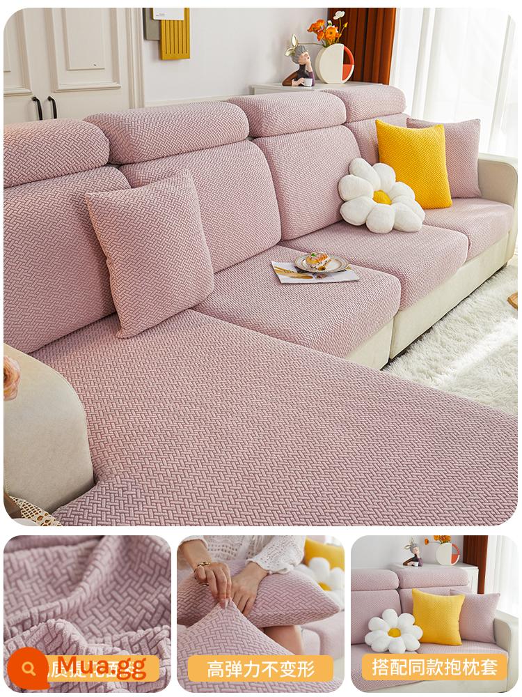 Ghế Sofa Tất Cả Bao Gồm Đa Năng Bốn Mùa Đa Năng Chống Trơn Trượt Sofa Lưng Đệm 2022 Mới Co Giãn Ghế Sofa - Lông cừu cực màu hồng