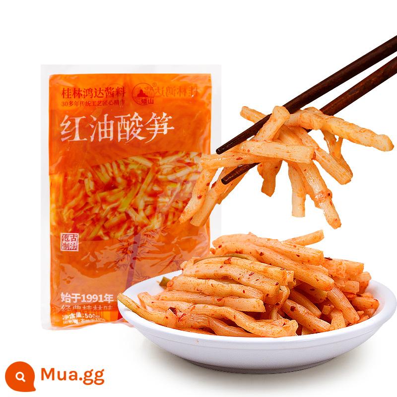 Quảng Tây Aishan dầu đỏ măng chua 250g * 2 chai mẹo măng mềm và giòn bột ốc sên măng chua chua và có mùi thương mại - 2500g*1 túi (măng chua dầu đỏ) [cay vừa, ăn liền]