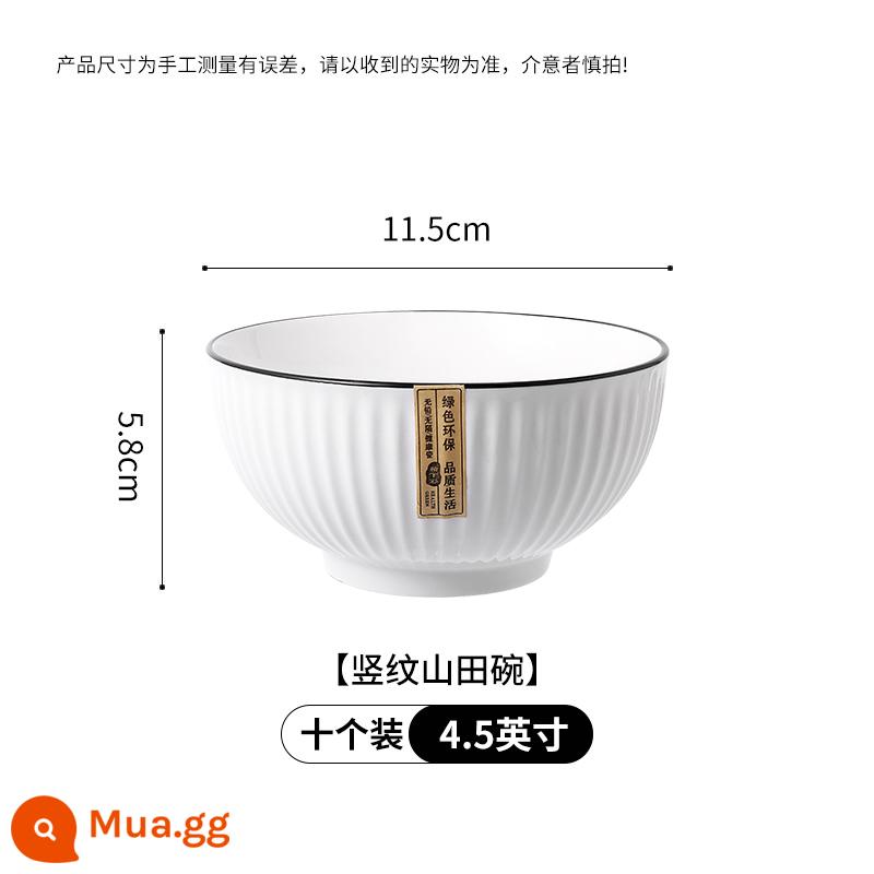 Bát bộ đồ ăn gia đình, bát canh, bát mì ăn liền, bát cơm, bát sứ, bát ramen lớn, bát hấp trứng, bát nướng đơn giá trị cao - Bát đơn giản kiểu Nhật 4,5 inch [mười chiếc ⭐ bộ tiệc]