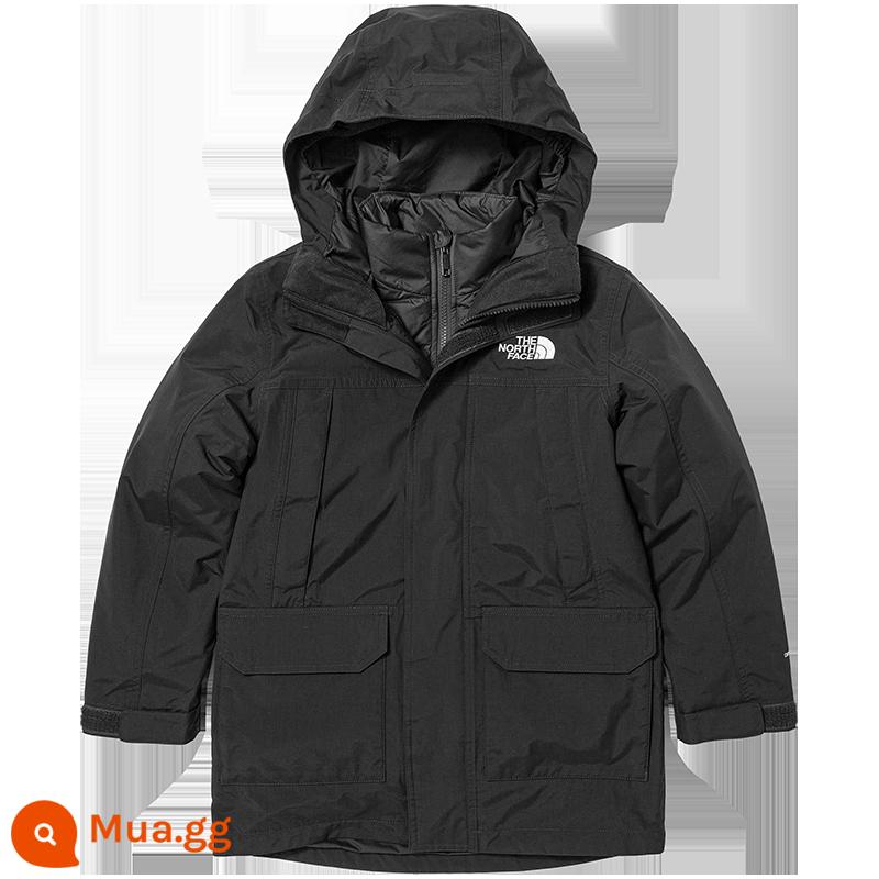 Quần áo trẻ em TheNorthFace áo khoác ba trong một lông ngỗng phiên bản dài vừa phải 23 phong cách mới thu đông | 81RT - JK3/đen