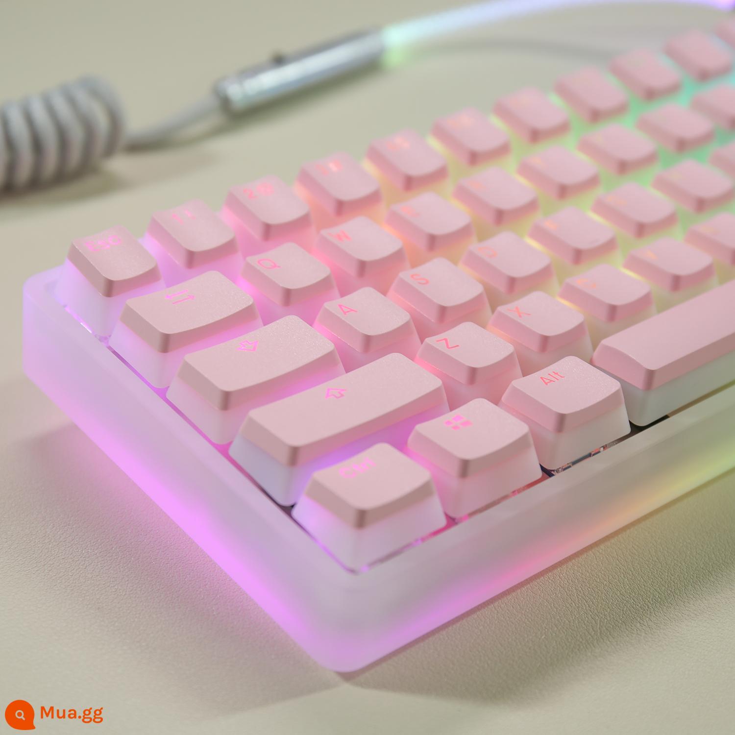 Phiên bản mới của keycap truyền ánh sáng bánh pudding sữa hai lớp đã đóng cổng PBT hai màu không nước OEM 61/68/84/87/104, v.v. - Hồng [phiên bản nâng cấp] 117 miếng trong túi 61/68/84/87/104