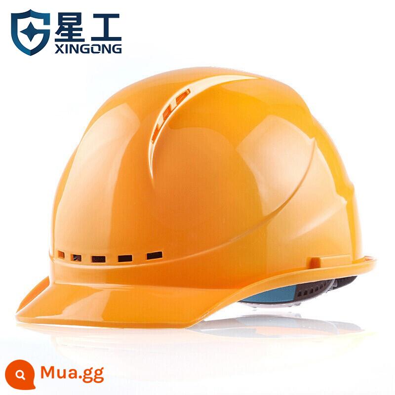 Xinggong trắng mũ cứng công trường xây dựng tiêu chuẩn quốc gia dày thoáng khí tùy chỉnh in logo lãnh đạo xây dựng nhẹ mũ cứng - XGA-6 màu vàng