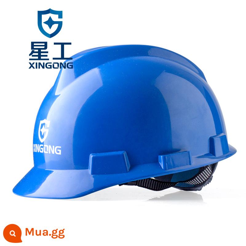 Xinggong trắng mũ cứng công trường xây dựng tiêu chuẩn quốc gia dày thoáng khí tùy chỉnh in logo lãnh đạo xây dựng nhẹ mũ cứng - XGV-2 màu xanh