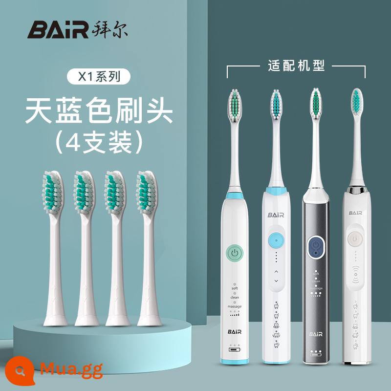 Đầu bàn chải đánh răng điện Bayer đầu bàn chải thay thế đa năng chính hãng 4 gói phù hợp cho X1/X5/X9/X12 không phải của Bayer - Đầu cọ tiêu chuẩn dòng X1 (xanh da trời)