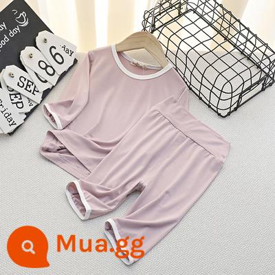 Áo Vest Trẻ Em Phù Hợp Với Phần Mỏng Phương Thức Nhà Bé Trai Không Tay Điều Hòa Quần Áo Bé Băng Lụa Bộ Đồ Ngủ Bé Trai Mùa Hè - Bộ vest tay ba phần tư màu hồng