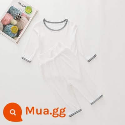 Áo Vest Trẻ Em Phù Hợp Với Phần Mỏng Phương Thức Nhà Bé Trai Không Tay Điều Hòa Quần Áo Bé Băng Lụa Bộ Đồ Ngủ Bé Trai Mùa Hè - Bộ đồ ba phần tư màu trắng