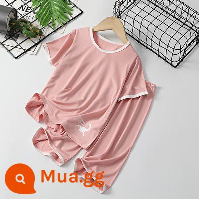 Áo Vest Trẻ Em Phù Hợp Với Phần Mỏng Phương Thức Nhà Bé Trai Không Tay Điều Hòa Quần Áo Bé Băng Lụa Bộ Đồ Ngủ Bé Trai Mùa Hè - Bộ đồ tay ngắn màu hồng tiềm ẩn