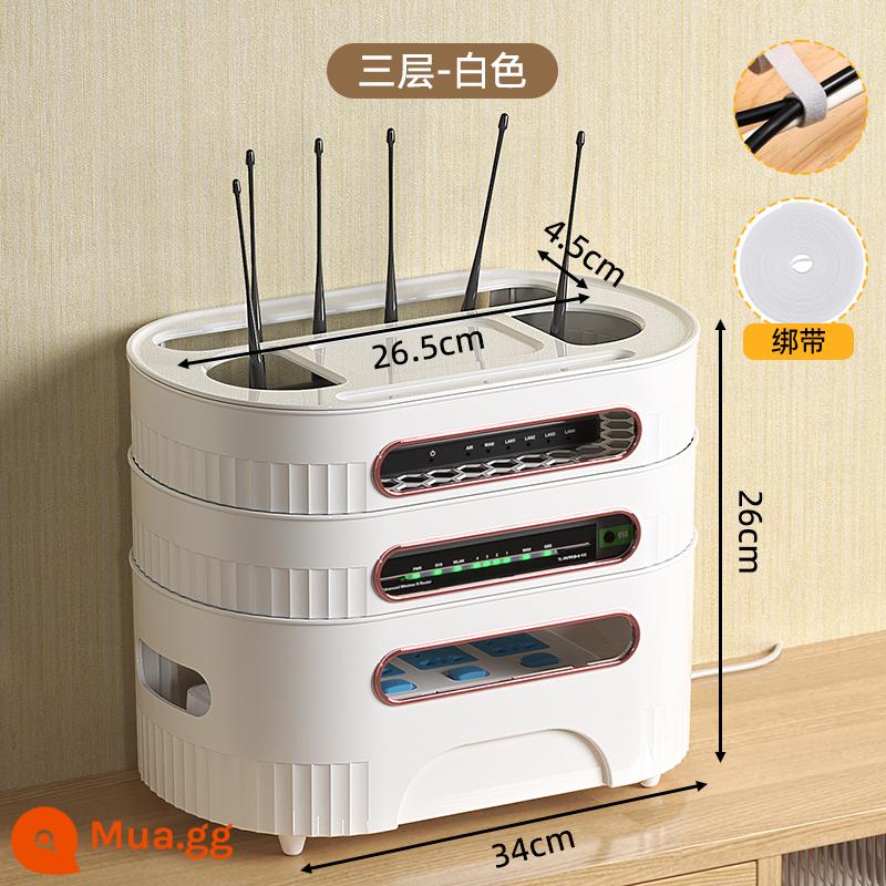 Bộ định tuyến wifi hộp lưu trữ TV hộp trên giá ổ cắm dây hoàn thiện hiện vật ánh sáng không dây mèo vị trí - Sản phẩm mới khuyến mãi trong thời gian có hạn❤ Trắng tinh khiết mới ba lớp + cà vạt ma thuật (5m)