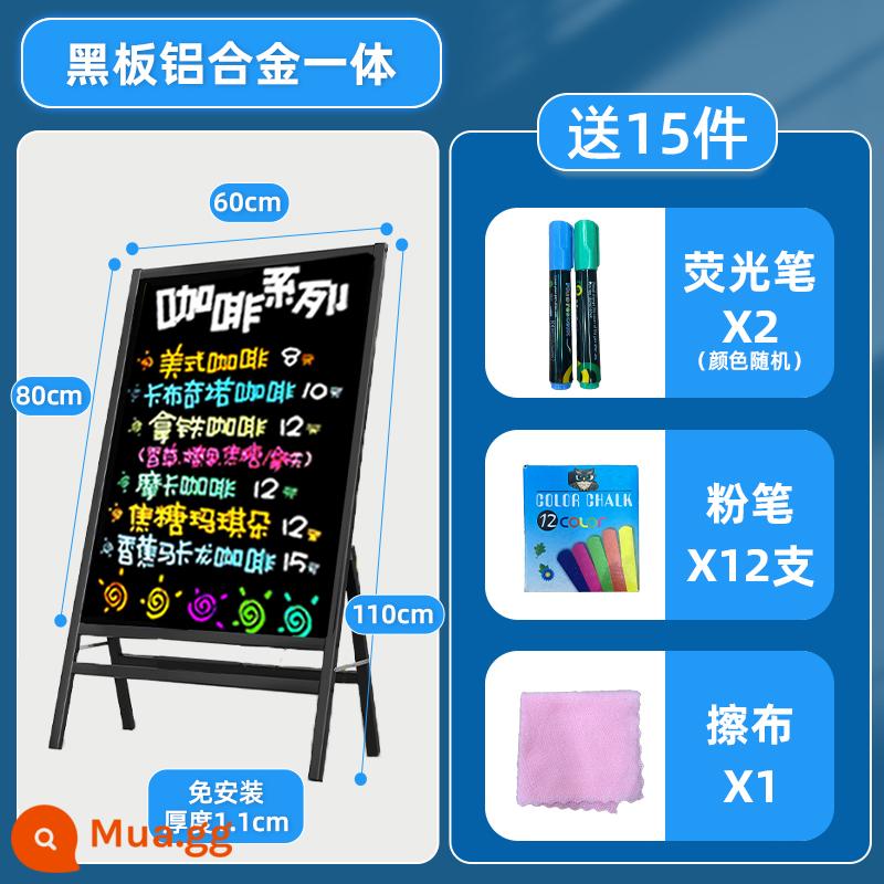 Bảng đen biển quảng cáo gian hàng bảng huỳnh quang cửa hàng bảng đen nhỏ với khung thẻ hiển thị loại bảng viết tay phát sáng thương mại - Bảng đen hợp kim nhôm 1 mảnh 60*80 (không dạ quang)