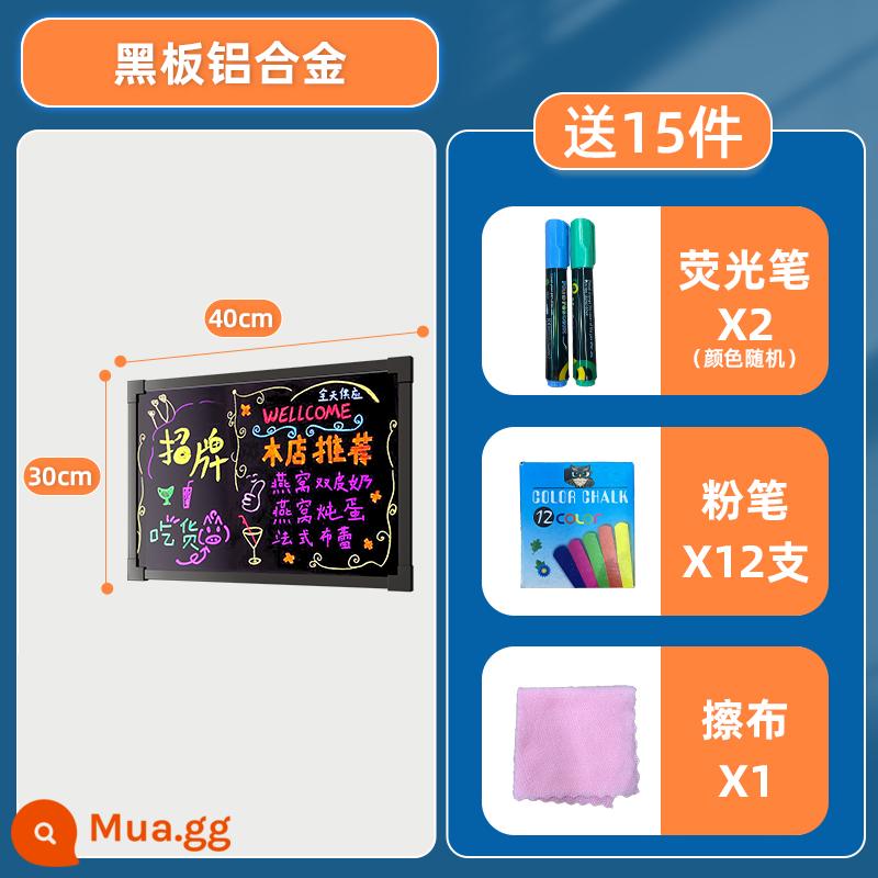 Bảng đen biển quảng cáo gian hàng bảng huỳnh quang cửa hàng bảng đen nhỏ với khung thẻ hiển thị loại bảng viết tay phát sáng thương mại - Bảng đen hợp kim nhôm treo 30*40 (không dạ quang)