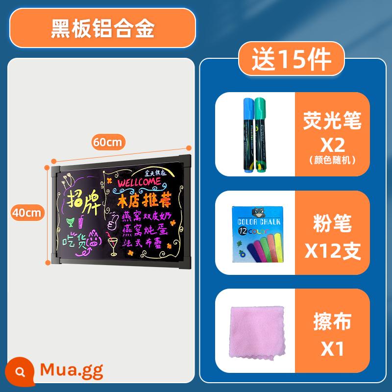 Bảng đen biển quảng cáo gian hàng bảng huỳnh quang cửa hàng bảng đen nhỏ với khung thẻ hiển thị loại bảng viết tay phát sáng thương mại - Bảng đen hợp kim nhôm treo 40*60 (không dạ quang)