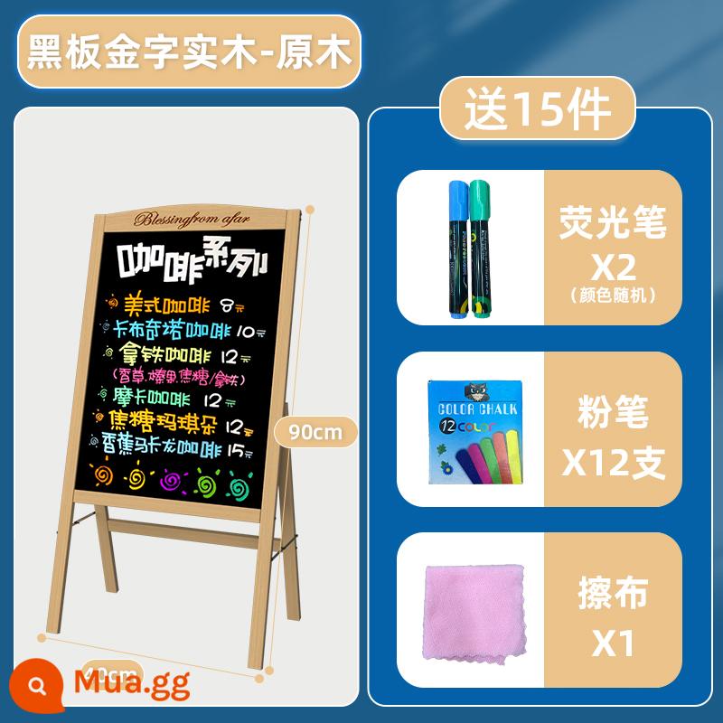 Bảng đen biển quảng cáo gian hàng bảng huỳnh quang cửa hàng bảng đen nhỏ với khung thẻ hiển thị loại bảng viết tay phát sáng thương mại - Bảng đen chữ vàng gỗ nguyên khối 40*60-log (không dạ quang)