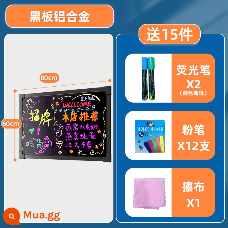 Bảng đen biển quảng cáo gian hàng bảng huỳnh quang cửa hàng bảng đen nhỏ với khung thẻ hiển thị loại bảng viết tay phát sáng thương mại - Bảng đen hợp kim nhôm treo 60*80 (không dạ quang)