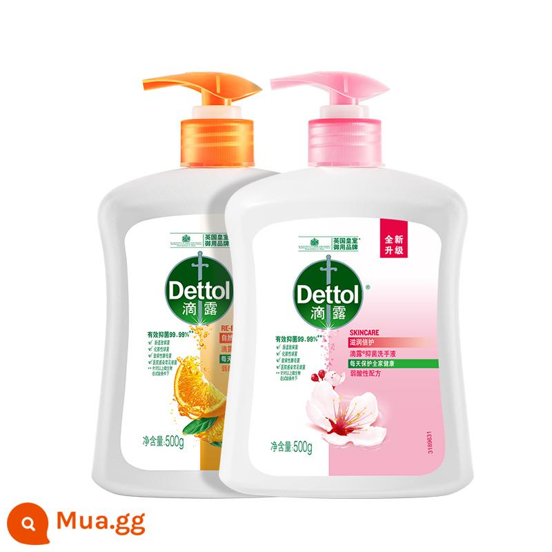 [Mua ngay] Nước rửa tay diệt khuẩn Dettol 500g*2 Chai Khuyến mãi cho trẻ em Gia đình Gói gia đình Chai dạng nhấn - Dưỡng ẩm 500g + cam quýt 500g