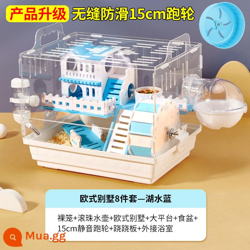 Lồng Hamster lồng gấu vàng đặc biệt biệt thự lớn giá rẻ hộp nhân giống acrylic 2 lớp cung cấp trọn bộ - Chuồng Hamster Biệt Thự Phong Cách Châu Âu Bộ 8 Món Hồ Xanh