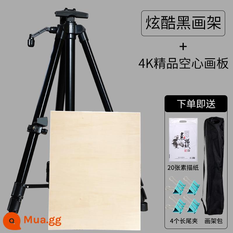 Giá vẽ nghệ thuật sinh viên sơn đặc biệt loại khung bảng vẽ 4k phác thảo bộ phác thảo gấp xách tay mới bắt đầu bằng hợp kim nhôm chân máy lắc tay tàu điện ngầm sơn dầu khung kim loại kệ tranh trẻ em - [Có cấp độ] Giá vẽ hợp kim nhôm màu đen cá tính + bảng vẽ 4K (mua 1 tặng 5)