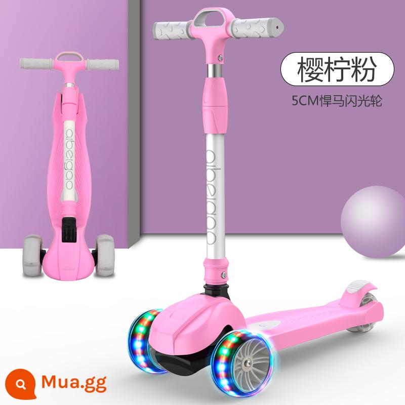 Xe trượt Scooter trẻ em 2-3-6-8 tuổi xe trượt 3 bánh flash bé trai và bé gái bé có thể nâng đồ chơi xe yo-yo - "Công chúa hồng - khả năng tải 500 catties" Bánh xe flash 5CM + tấm nylon hai lớp + tay lái hợp kim nhôm