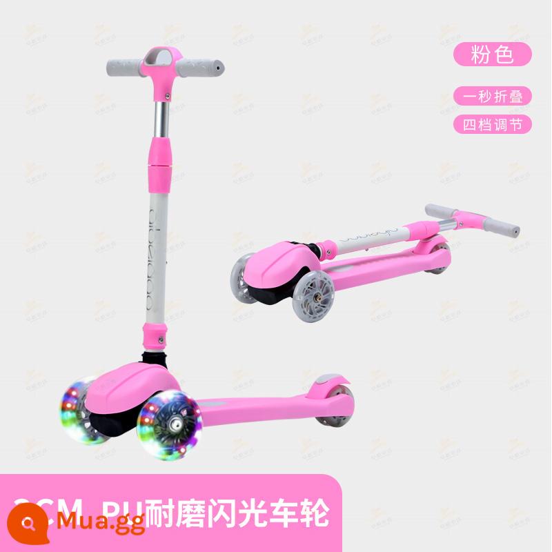 Xe trượt Scooter trẻ em 2-3-6-8 tuổi xe trượt 3 bánh flash bé trai và bé gái bé có thể nâng đồ chơi xe yo-yo - Công chúa màu hồng/bánh xe 3CM + tay lái hợp kim nhôm