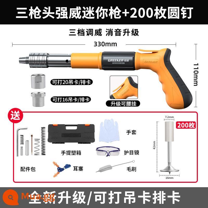 Súng bắn đinh mini súng treo trần hiện vật đóng đinh bắn đinh đặc biệt súng bê tông tích hợp đàn hồi thuốc khí móng tay thợ sửa ống nước nhà - [Có sẵn thẻ thang máy] Nâng cấp súng + nhận 200 đinh tròn